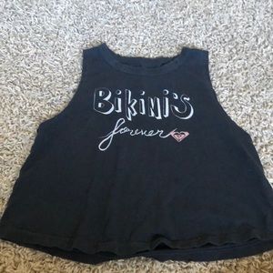 cute dark grey cutoff crop tank